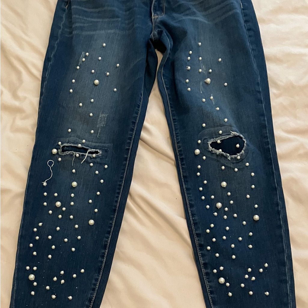Vintage America Blues Pearl-Studded Skinny Jeans 14/32